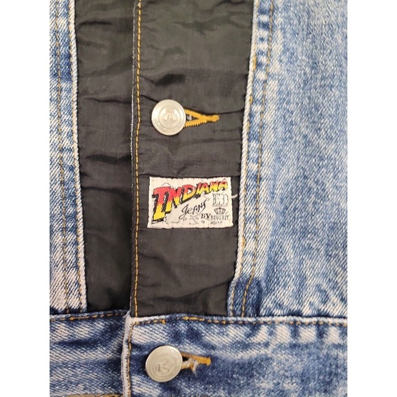 Vtg Indiana Jones Men's Size M Denim Nylon Sleeve Bebo Beverly Hills Jean Jacket - Picture 4 of 9